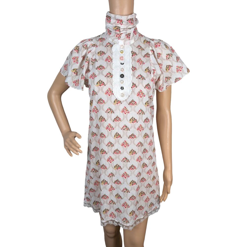 Vintage Corey Lynn Calter Y2K Floral Eyelet Lace Cotton Shift Dress Size 4